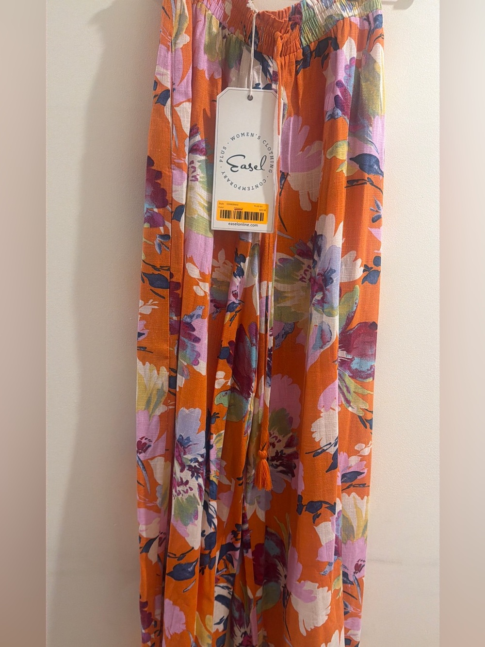 easel Orange Floral Wide-Leg Jumpsuit Pants - Picture 3 of 6